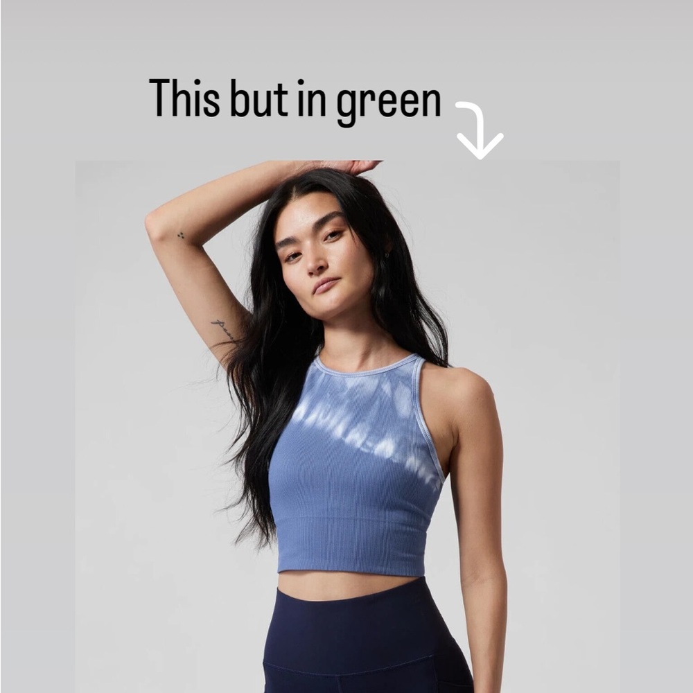 Aurora Seamless High Neck Crop Tank
S | Asym Ombre Tie Dye Green